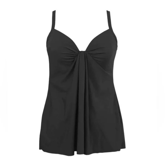 MIRACLESUIT ROCK SOLID MARINA UNDERWIRE TANKINI TOP IN BLACK SIZE 10 - Picture 1 of 13